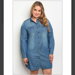 💙Plus Sized Long Sleeve Denim Dress💙